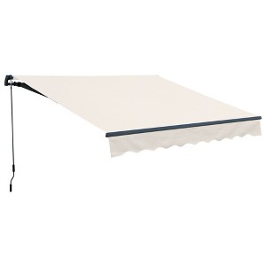 Aoodor 12'x  8' x 5' Retractable Window Awning Sunshade Shelter,Polyester Fabric,with Retractable Brackets and Three Wall Bases - 1 of 4