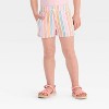 Toddler Girls' Painted Striped Shorts - Cat & Jack™ 2T: Midweight French Terry, Elastic Waistband - 3 of 3