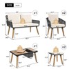 Zevemomo 6 Piece Rope Patio Furniture Set, All-Weather for Backyard with Handwoven Armchairs, Ottomans, Wood Cool Bar Table with Ice Bucket, Beige - 2 of 4