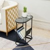 Glass Oval Skinny Side Table With Storage,Small Side Tables For Living Room,Small Nightstand With Storage,Small Bedside Table-Cuddlewood - 2 of 4