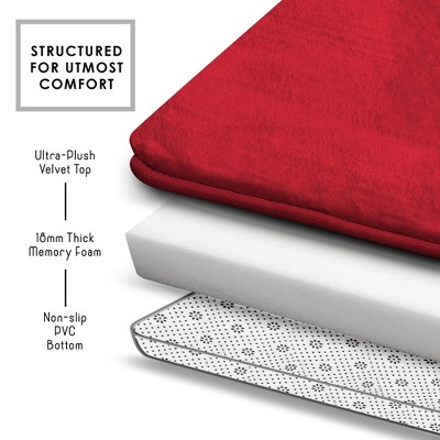 Red Velvet Memory Foam Contour Bath Rug with PVC Backing