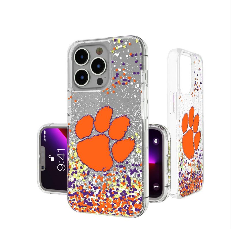 Keyscaper Clemson Tigers Confetti Glitter Phone Case, 1 of 2