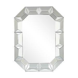 LNC 35.4-in W x 47.2-in H Rectangular Silver with Faceted Glass Framed Wall Mirror - 1 of 4