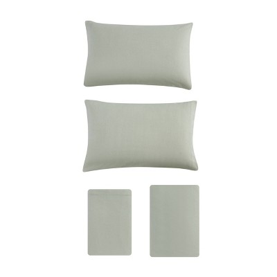 Green Cotton Flannel Full Sheet Set with Deep Pockets