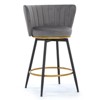ORRD Counter Height Bar Stools, Set of 2, 360° Swivel Velvet Upholstered Seats with Backs, Metal Legs, 26" Seat Height, Gold Footrest - 3 of 4