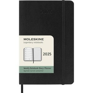 Moleskine 2025 Weekly/Monthly Planner 3.5"x5.5" Pocket Softcover Black: Acid-Free Paper, Elastic Closure, Ribbon Marker - 1 of 4
