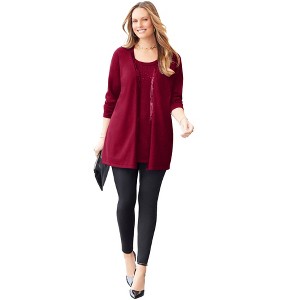 Catherines Sequin Trim Tank Cardigan Duet - 1 of 4