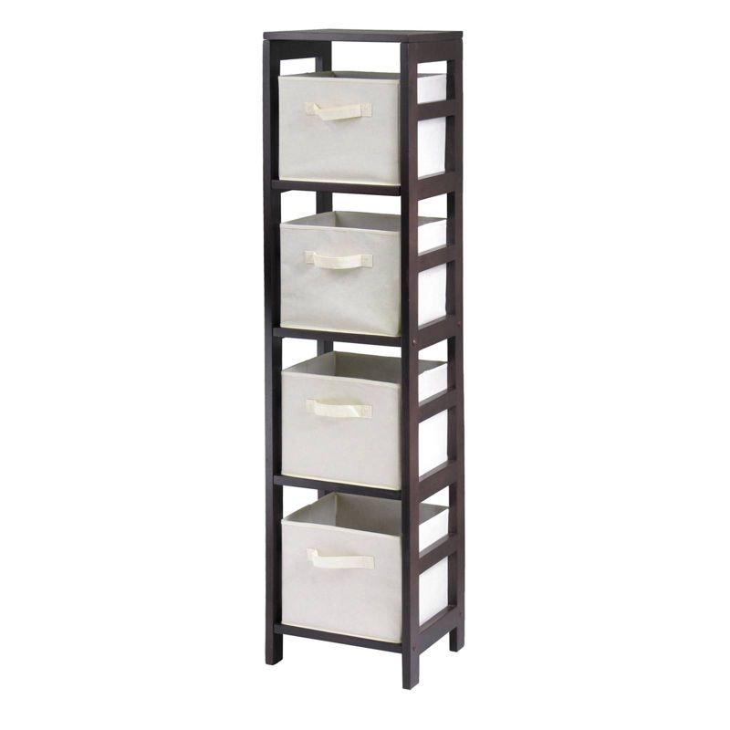 5pc Capri Set Storage Shelf with Folding Fabric Baskets Espresso Brown/White - Winsome, 1 of 5