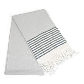 39"x71" Stitched Striped Fouta Towel Throw Blanket Navy - Design Imports