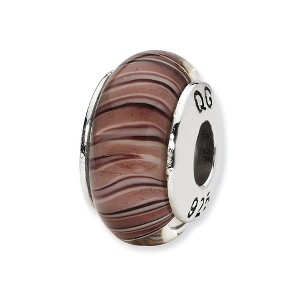 Black Bow Jewelry Mauve/Purple Hand-Blown Glass & Sterling Silver Bead Charm, 13mm - 1 of 4