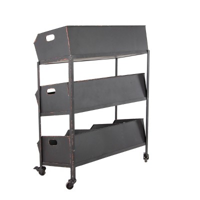 Metal Rolling Cart with 3 Shelves Black - Olivia & May