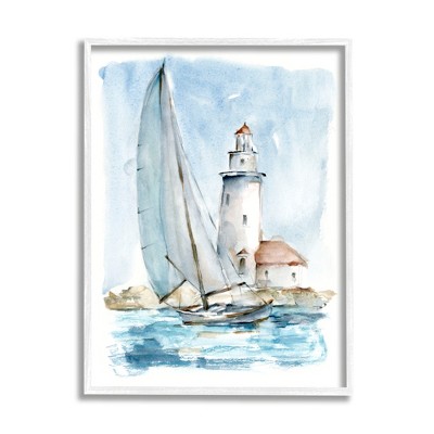 Stupell Industries Nautical Sailboat & Lighthouse Framed Giclee