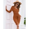 Coolmee Women Mini Sweater Dress Bodycon Wrap V Neck Long Sleeve Short Dress With Belt - 2 of 4