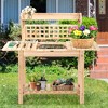 Costway Garden Potting Bench Workstation Table w/Sliding Tabletop Sink Shelves - 2 of 4