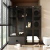 FUFU&GAGA Black Multifunctional Cat Cabinet with Cat Climbing Shelf, Tempered Glass Door Design, Creating a Comfortable Space and Tidy Home for Cats - 3 of 4