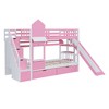 Twin-Over-Twin Castle Style Bunk Bed with 2 Drawers 3 Shelves and Slide - Pink - 3 of 4