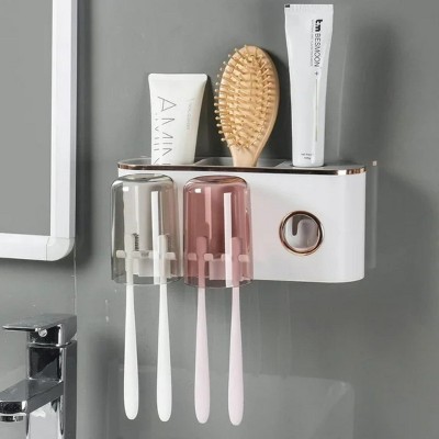 LunaLulinlk Bathroom Organizer Dispenser Wall Mounted Toothbrush Holders