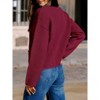 Women's Cew Neck Button Down Cardigans Cropped Long Sleeve Shrugs with Pockets - 3 of 4