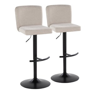 LumiSource Set of 2 Henry Adjustable Barstools Black Metal/Beige Fabric - 1 of 4