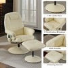 Massage Recliner Chair with Ottoman, Heated Seat, 5 Vibration Modes, PU Leather, 360° Swivel, Adjustable Backrest-Cuddlewood - 3 of 4
