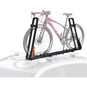TOOENJOY Roof Mount Bicycle Car Rack, Upright Bike Rooftop Mount Rack with Dual Load Arm & Safe Ratchet Lock,Only for Movable Crossbar - 1 of 4