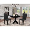 3-Piece Wirebrushed Black Solid Wood Top-Dining Room Set with High Back-Seats 4 - 2 of 4