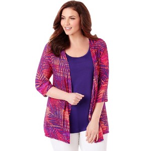 Catherines Women's Plus Size Harmony Knit Herringbone Cardigan - 1 of 4