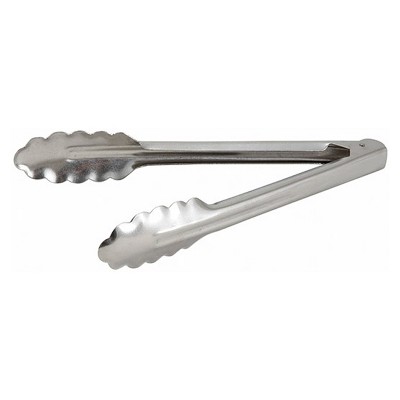 Winco PT-8 Solid 7 1/2 Long Stainless Steel Short Handle Pastry Tongs