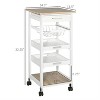 LunaLulinlk Mobile Kitchen Cart, Rolling Kitchen Island with Storage, Solid Wood Frame Utility Cart with Trays and Drawer, White - 2 of 4