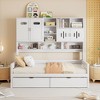 TIRAMISUBEST Twin/Full Size Daybed With 2 Storage Drawers and All-in-One Cabinet, Wooden Daybed Frame Sofa Bed with Open Storage Shelves - 3 of 4
