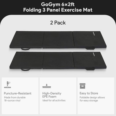 BalanceFrom Black High-Density Vinyl Folding Gym Exercise Mat Set