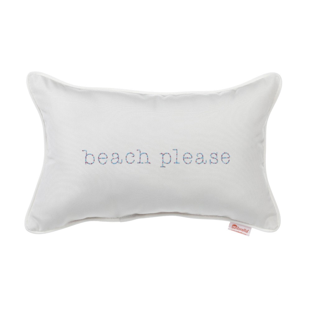 Photos - Pillow Sunbrella Indoor/Outdoor Beach Please Embroidered Lumbar Throw  Whit