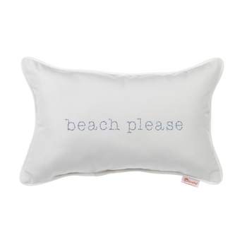 Indoor/Outdoor Beach Please Embroidered Lumbar Throw Pillow - Sorra Home