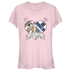 Juniors Womens Star Wars The Force Awakens Valentine Cute Droid Heart T-Shirt - 1 of 4