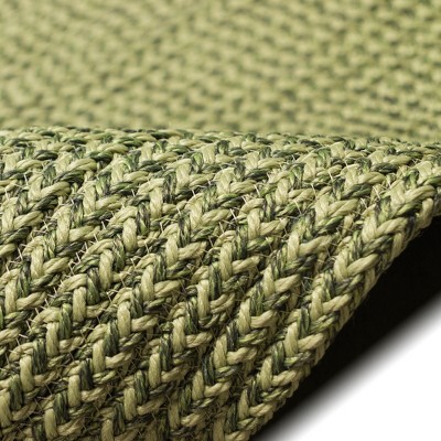Handmade Braided Green Synthetic Reversible Area Rug 42"x5"