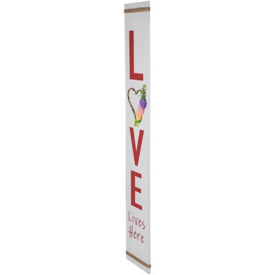 Love Lives Here White Wooden Valentine's Day Porch Sign