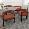 Teddy Fabric Upholstered Dining Arm Chairs Set of 2,Curved Back Barrel Accent Armchair with 3 Legs,Living Room Bedroom Side Chair-Coolbibila - 3 of 4