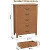 Wpond 5 Drawer Dresser,Elegant V-Shape Wooden Chest,Bedroom Organizer for Nursery, Living Room,Entryway,Brown - 3 of 4