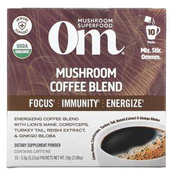 Om Mushrooms Mushroom Coffee Blend, 10 Packets, .21 oz (5.9 g) Each