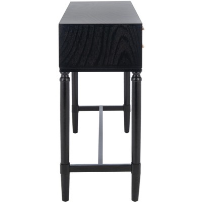 Black Wood Console Table with Turned Legs and Storage