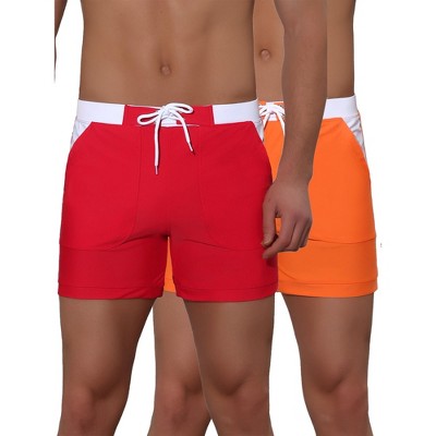 Lars Amadeus Men's Summer Beach Contrast Color Waist Elastic Design Pool Board Shorts 2 Pack