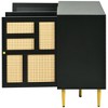 Modern TV Stand with Rattan Door Metal Handles Support Legs - 3 of 4