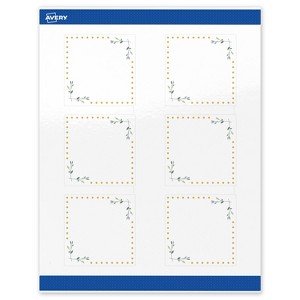 Avery 3" x 3" Labels, Gold Dots with Green Florals, 60 ct - 1 of 4