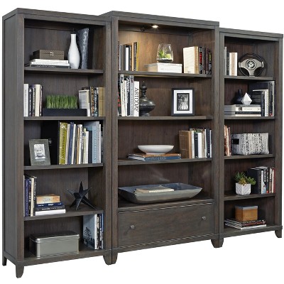 Adjustable Gray and Brown Wood Traditional Bookcase