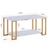 Kumasinova Coffee Table for Living Room,Storage Coffee Table with Marble Tabletop and Shelf,Rectangle Center Table for Dining Room,Resterant - 3 of 4