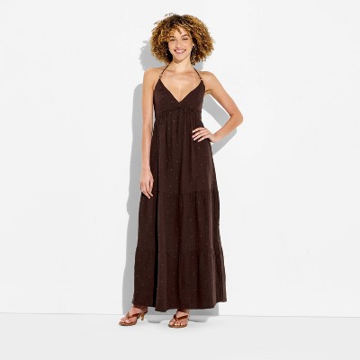 Женские платья Wild Fable Women's Gauze Halter Maxi Dress - Wild Fable™ Dark Brown S — фото 2