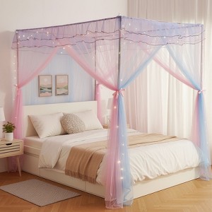 YEERSWAG Elegant Princess Full Size Bed Canopy Bed Curtain Nets Holiday Present For Girls Rainbow - 1 of 4
