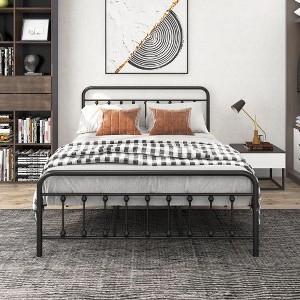CAVINAS Heavy-Duty Metal Platform Bed Frame with High Headboard, Noise-Free Twin Size Bed Frame with Under-Bed Storage (No Box Spring Needed) - 1 of 4