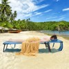 Gymax 1PC/2PCS Beach Chaise Lounge Chair Face Down Tanning Chair 5 Adjustable Positions Portable Sunbathing Recliner Blue & Green/Navy/Beige/Pink/Blue - 3 of 4