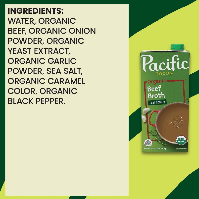 Pacific Foods Organic Gluten Free Low Sodium Beef Broth - 32oz, 4 of 11
